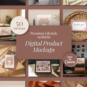 50 Premium Lifestyle Canva Mockup Bundle | Digital Product Mockups for ...
