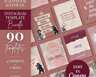 Mauve Scrapbook Instagram Templates | Canva Feed & Story Bundle (Digital Download)