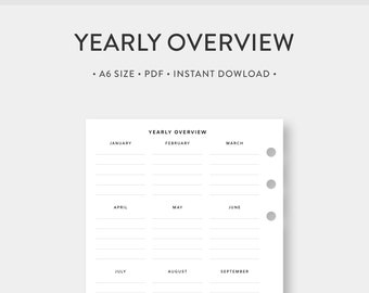 Pocket Yearly Overview Printable Year at a Glance Annual | Etsy