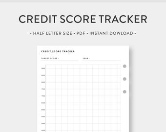 Half Letter, Credit Score Tracker Printable | Debt Repayment Planner | Credit Chart | Credit Score Guide Template
