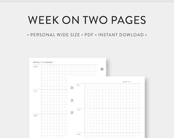 Personal Wide, Weekly Planner Printable | Week on Two Pages Wo2p ...