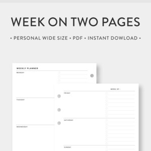 A5, Weekly Planner Printable Week on Two Pages Effective to Do List ...