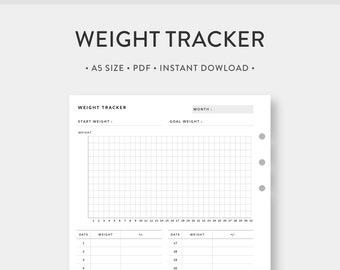 A5, Weight Tracker Druckbar | Monatliches Abnehm-Chart, Fitness Planer | Körper Fortschritt, Messung, Gesundheitsplan, Gewicht Log
