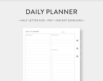 Half Letter Half Hourly Daily Schedule Printable Day on One - Etsy