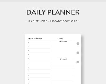 A6, Daily to Do List Checklsit Day on One Page Undated Simple ...