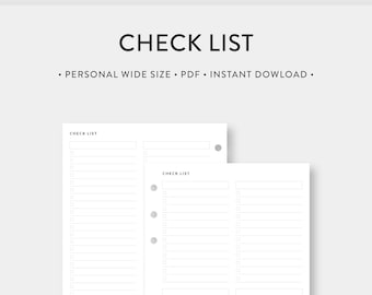Personal Wide, Check List Printable | Blank To do List Template | Task Tracker, Daily Checklist Shopping list