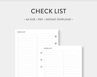 A6, Check List Printable | Blank To do List Template | Task Tracker, Daily Checklist Shopping list