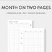 Personal, Grid Monthly Planner Printable Calendar Month on Two Pages ...