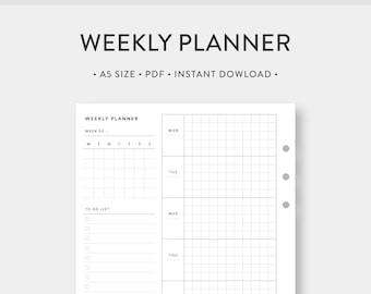 A5, Wochenplaner Printable | Horizontales Gitter-Layout