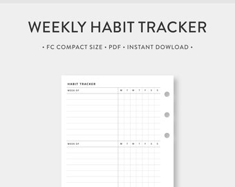 FC Compact Weekly Habit Tracker Printable | Routintrack | Einfache minimale Vorlage Journal PDF Einlagen | Digitaler Download