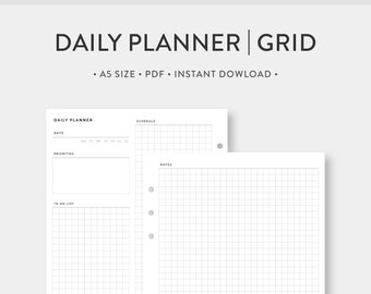 A5, Undated Daily Planner Printable Grid Paper | Day on Two Pages | DO2P 5x5 Graph Notes