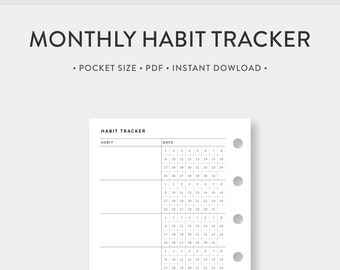 Habit Tracker für die Tasche, zum Ausdrucken | Routintrack | Einfache minimale Vorlage Journal PDF Einlagen | Digitaler Download