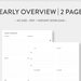 A5, Yearly Overview Printable | Year on Two Pages | Year at a Glance ...