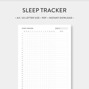 A4 | US Letter, slaaptracker afdrukbaar | Maandelijks slaaplogboek, emotioneel dagboek | Dagelijks eenvoudig minimaal slaapdagboek, trackinglogboek
