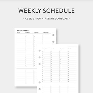 A6, planejador horário vertical de programação semanal para impressão | Semana em Duas Páginas | Lista de tarefas semanal, lista de tarefas | WO2P