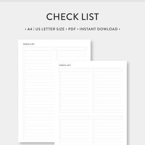 May include: Two printable checklist pages with the title "CHECK LIST" at the top of each page. The pages are designed for A4 or US Letter size paper.