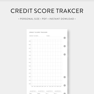 Personal, rastreador de puntaje crediticio imprimible / Planificador de pago de deuda / Gráfico de crédito / Plantilla de guía de puntaje crediticio