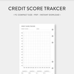 FC Compact, rastreador de puntaje crediticio imprimible / Planificador de pago de deuda / Gráfico de crédito / Plantilla de guía de puntaje crediticio