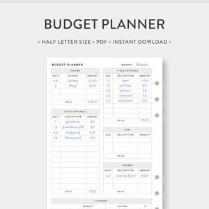 Half Letter, Budget Planner Printable