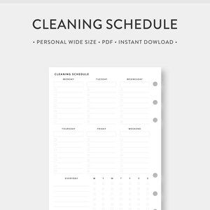 Persoonlijk, afdrukbaar schoonmaakschema | Schoonmaakchecklist, dagelijkse schoonmaak, wekelijkse takenlijst, maandelijkse schoonmaaklijst