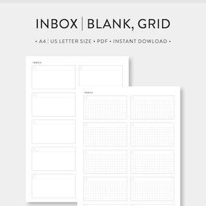 A4 | US Letter, Inbox Dashboard Printable | Blank, Grid layout | Inbox Tracker Template, Morning Brain Dump List, Task List, To do List