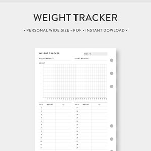 Personal Wide, afdrukbare gewichtstracker | Maandelijkse gewichtsverliesgrafiek, fitnessplanner | Lichaamsvoortgang, meting, gezondheidsplan, gewichtslogboek