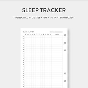 Personal Wide, afdrukbare slaaptracker | Maandelijks slaaplogboek, emotioneel dagboek | Dagelijks eenvoudig minimaal slaapdagboek, trackinglogboek
