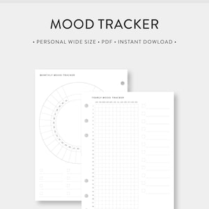 Personal Wide, afdrukbare stemmingstracker | Maandelijkse, jaarlijkse stemmingsgrafiek, emotioneel dagboek | Dagelijkse eenvoudige minimale stemmingsgrafiek, trackinglogboek