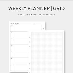 A5, Weekly Planner Printable Grid Paper | Week on Two Pages | Undated ...