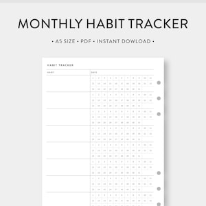 A5, Monthly Habit Tracker Printable | Routin Track | Simple Minimal Template Journal PDF Inserts| Digital Download