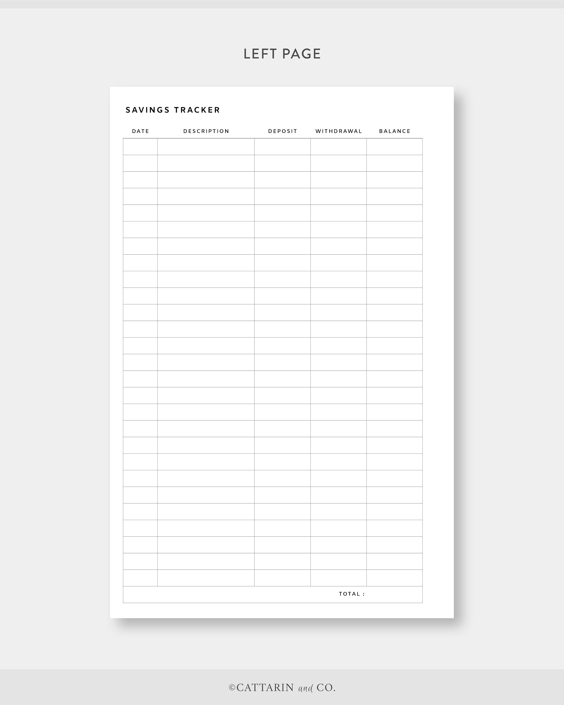 Half Letter, Savings Tracker Printable - Etsy