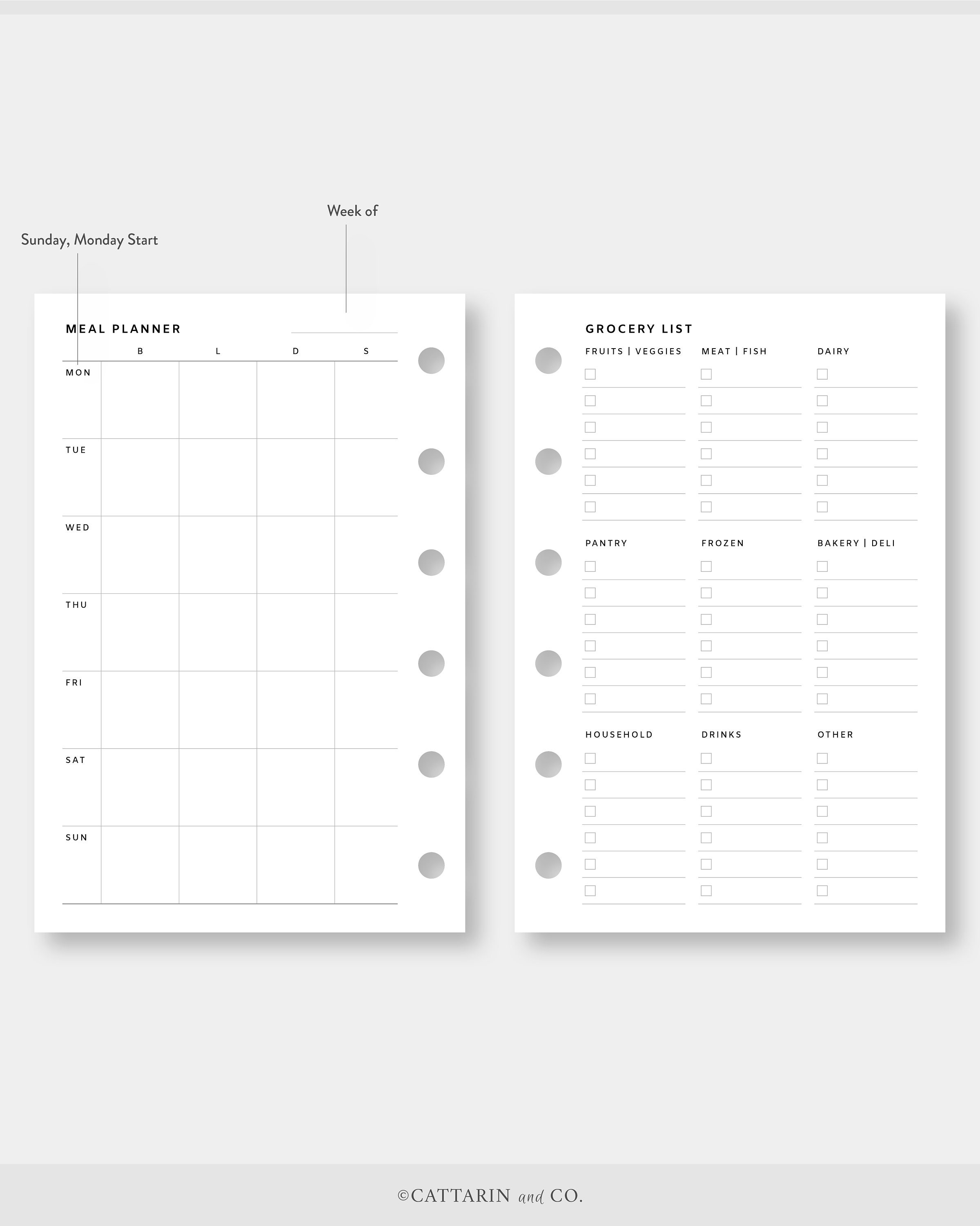 Pocket Weekly Meal Planner Grocery List Printable Menu - Etsy