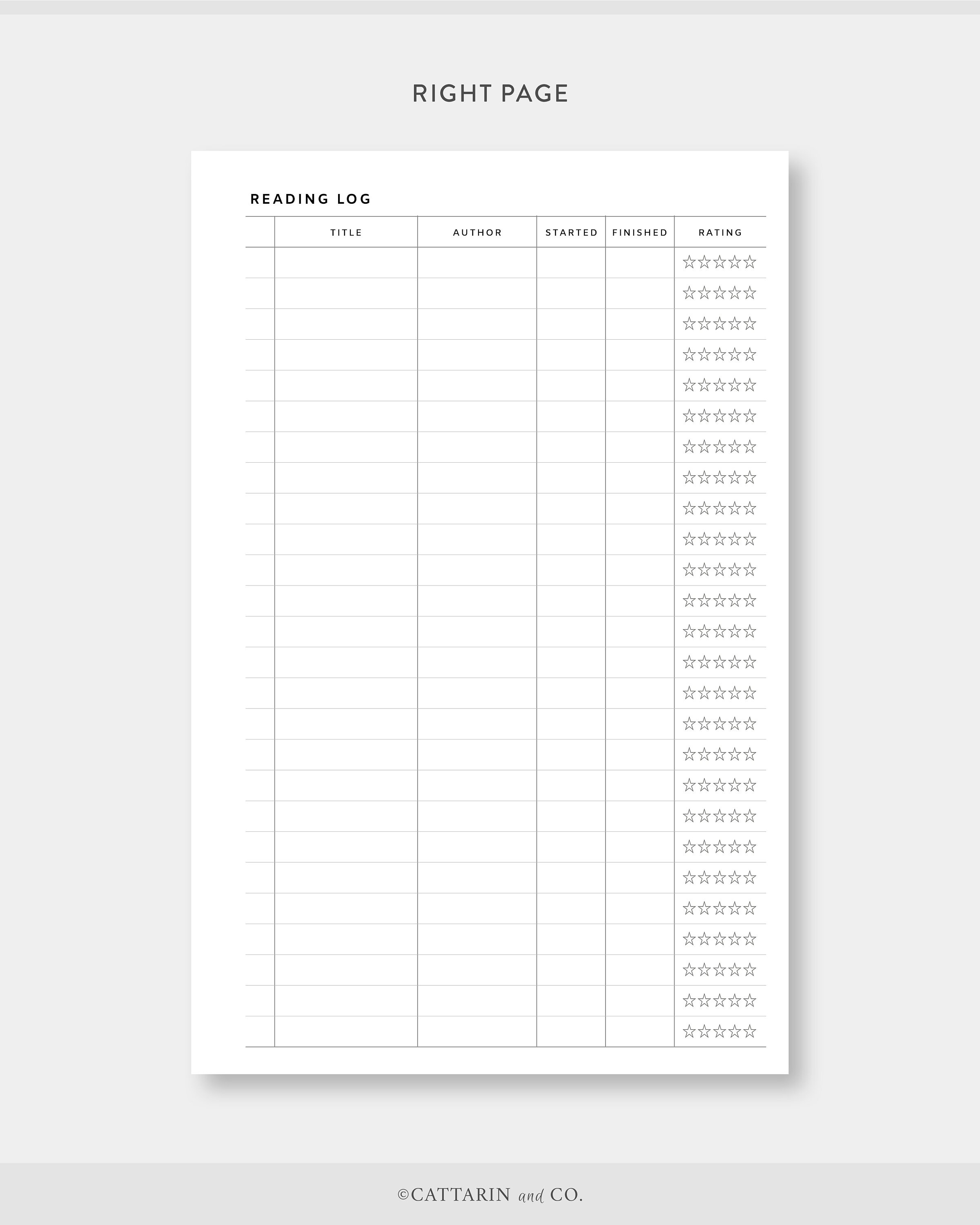 Half, Reading Journal, Log Printable Set Book Review, List Simple