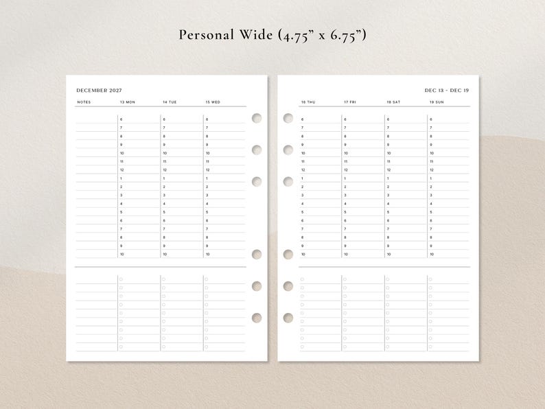 Veckoplanerare 2027–2028 | Timschema med att-göra-layout i PDF-format | A4, A5, US Letter, Half Letter, FC, Personlig, Personlig bred bild 8