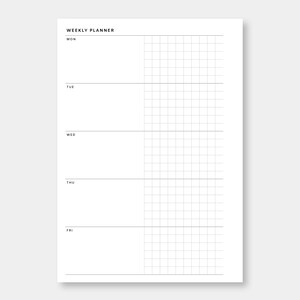 Personal Wide, Weekly Planner Printable | Monday - Friday Grid Layout ...