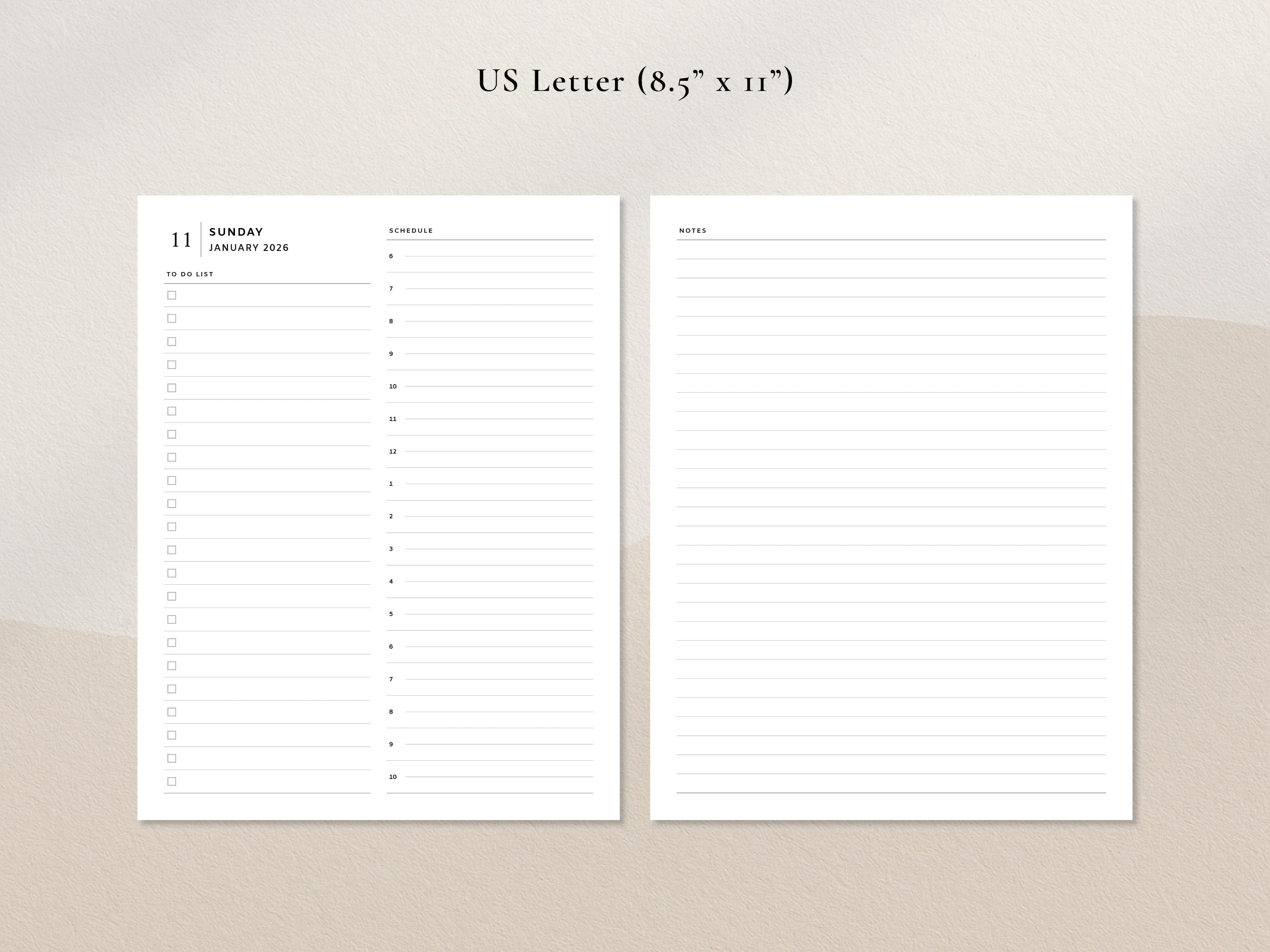 2026, 2027 Dated Daily Planner Printable | Day on Two Pages | A4, A5 ...