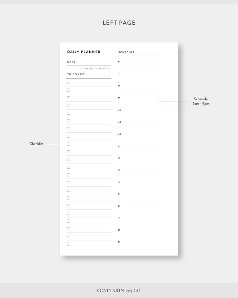 Personal Hourly Daily Scheduler Lined Notes Day on Two - Etsy