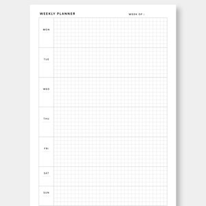 A4 | US Letter, Undated Weekly Planner Grid Paper | Week on Two Pages ...