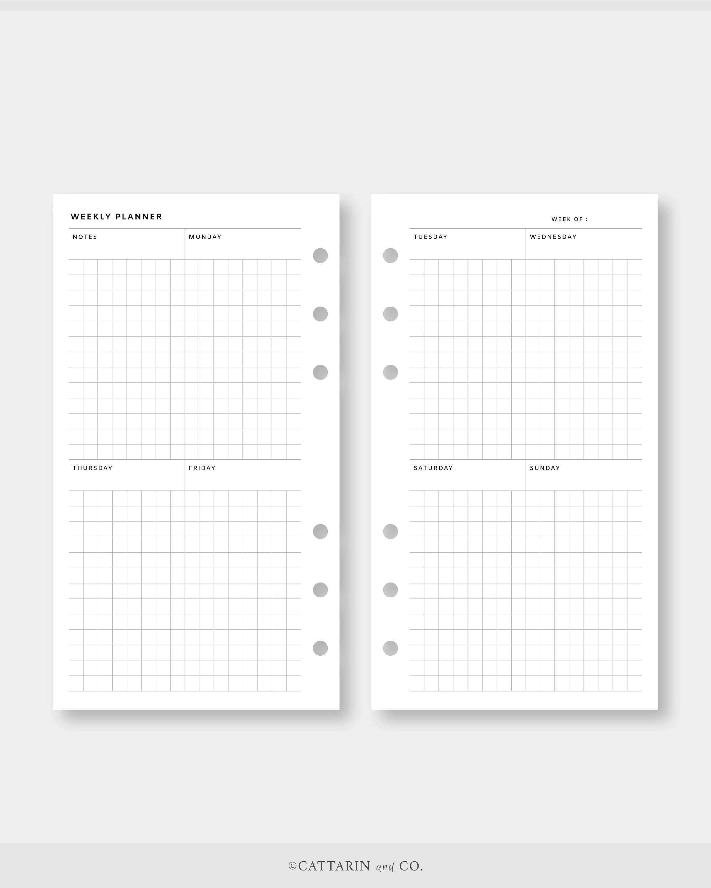 Personal, Weekly Planner Printable | Vertical Grid | Week on Two Pages ...