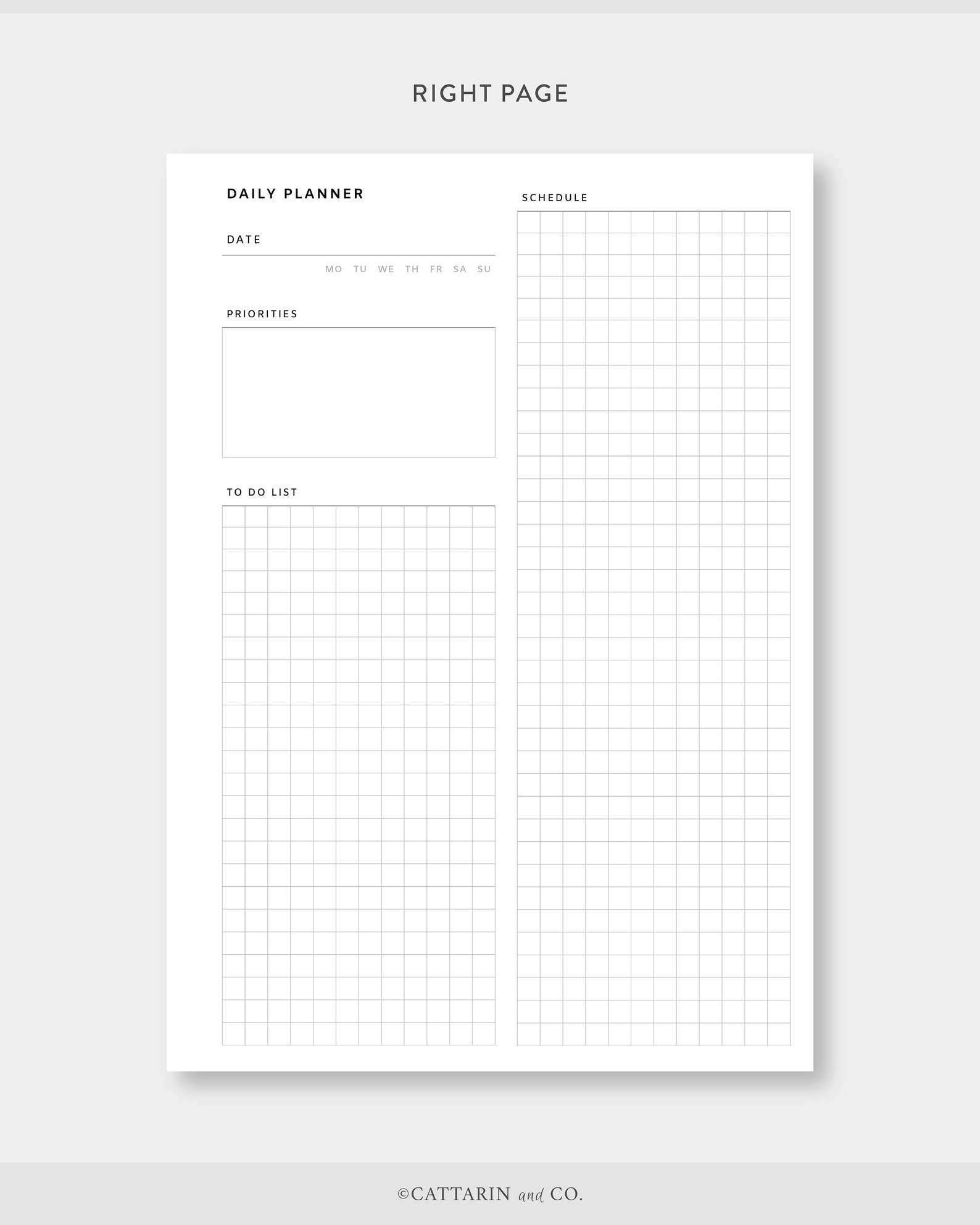 A5 Undated Daily Planner Printable Grid Paper Day on Two Etsy