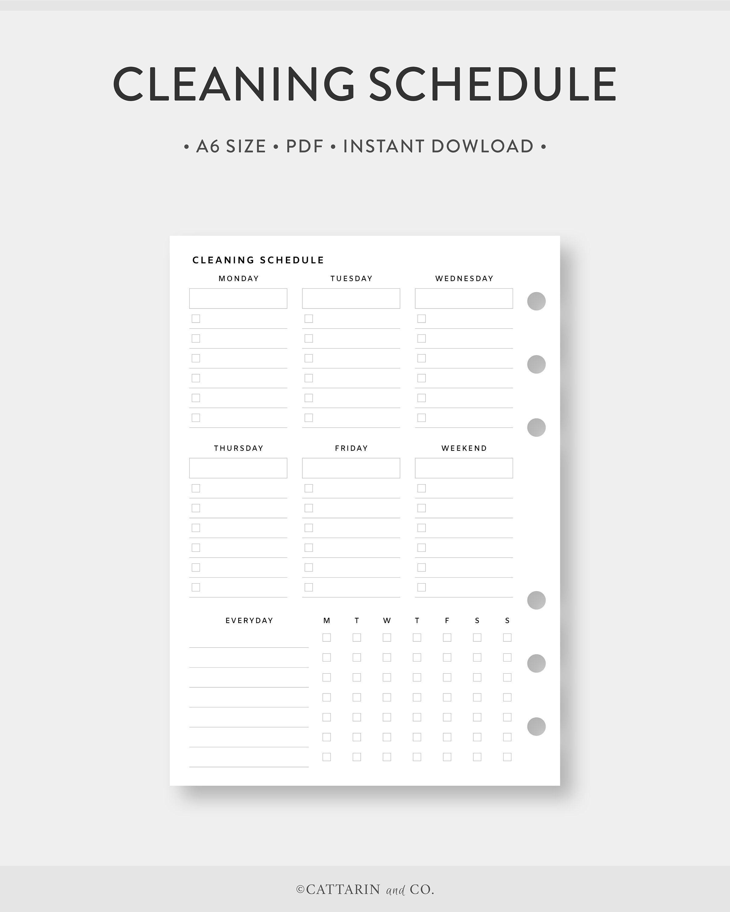 Cleaning Schedule Printable A4 Letter Binder Printable Cleaning