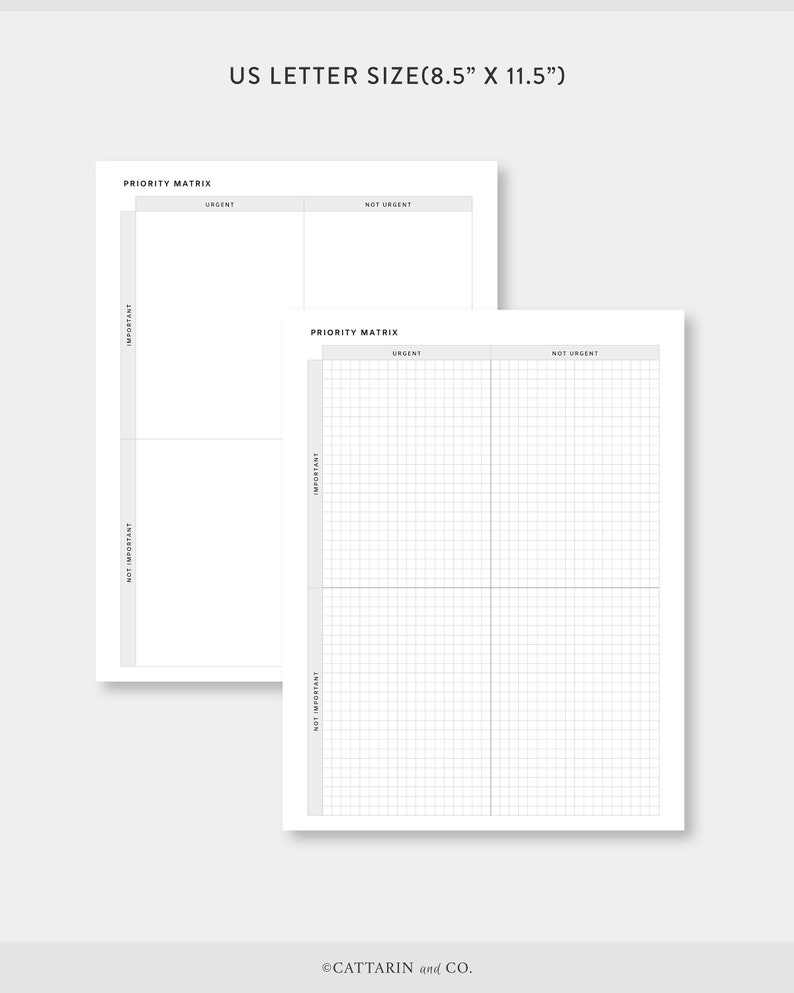 A4 | US Letter, Priority Matrix Printable | Urgent, Important to Do ...