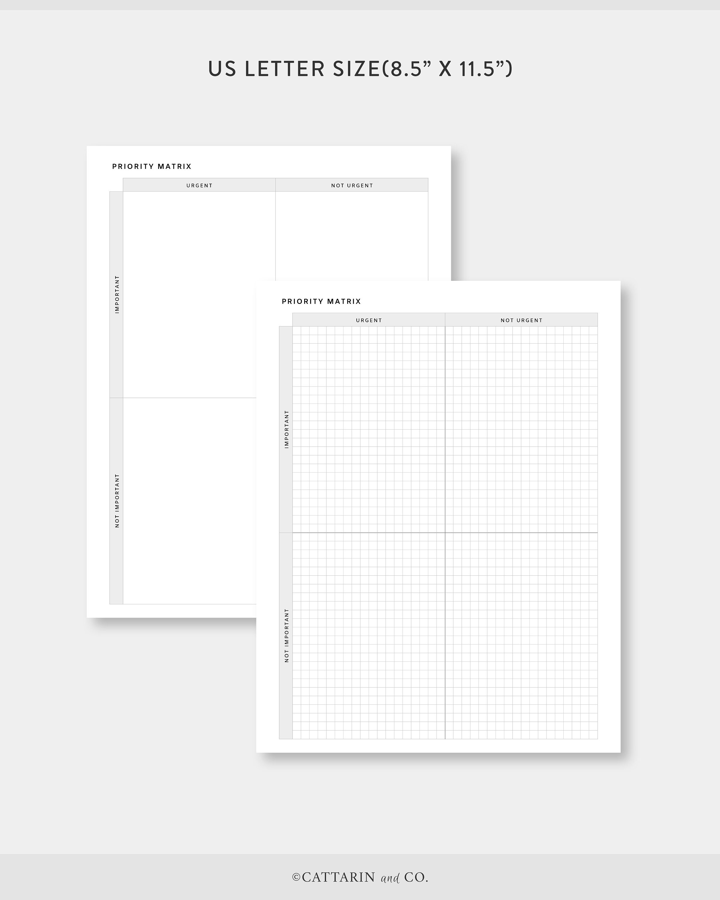 A4 | US Letter, Priority Matrix Printable | Urgent, Important to Do ...