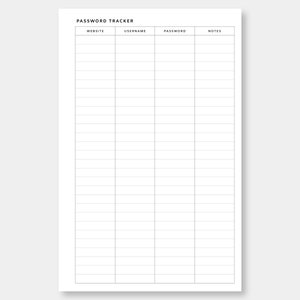 Half Letter, Password Tracker Printable | Password Log Password Keeper ...