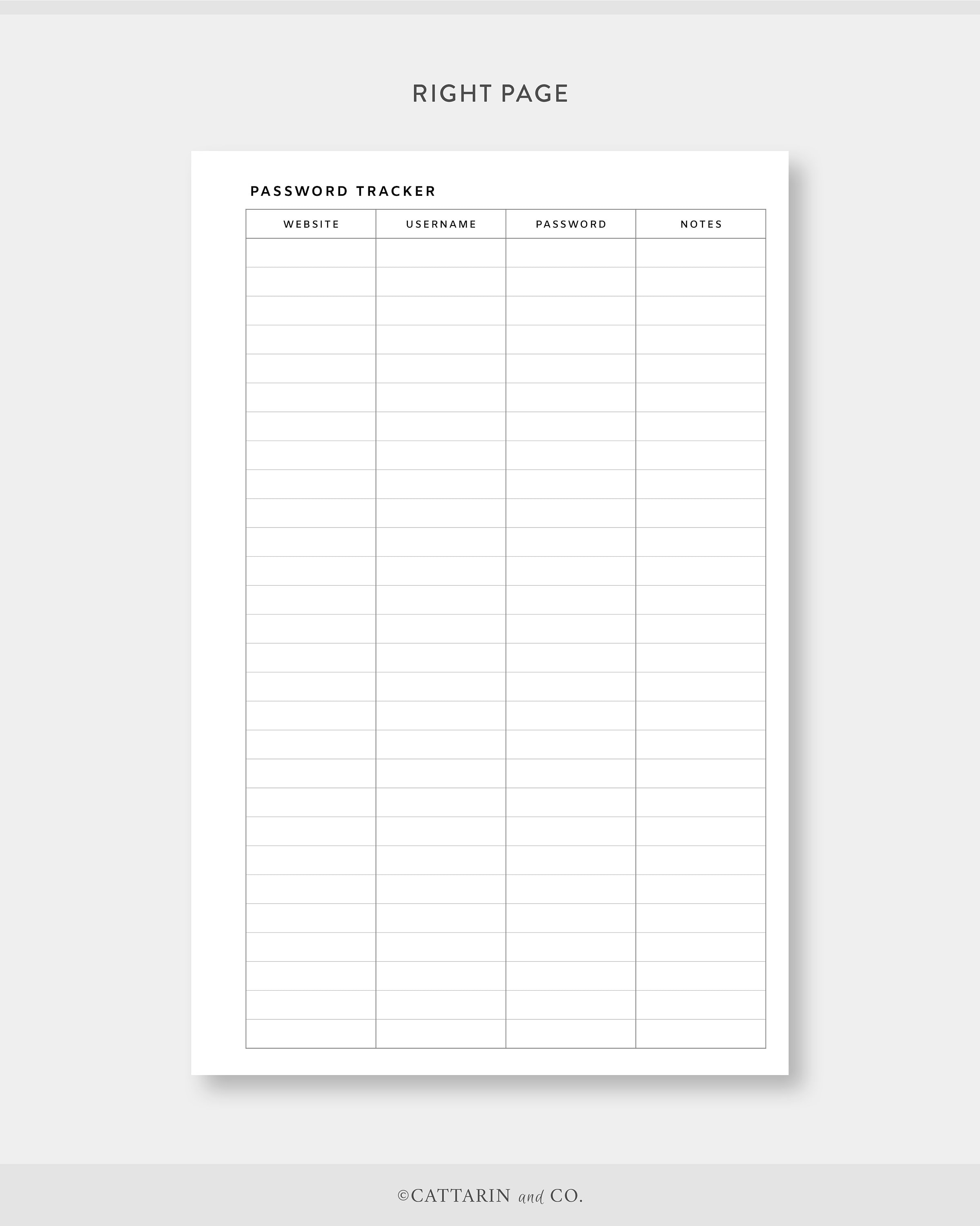 Half Letter, Password Tracker Printable | Password Log Password Keeper ...