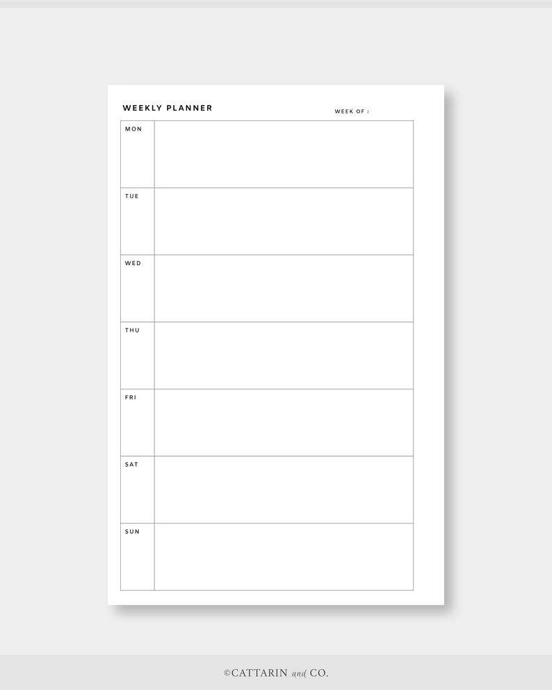 Half Letter, Weekly Planner Printable Grid Paper Week on Two Pages ...