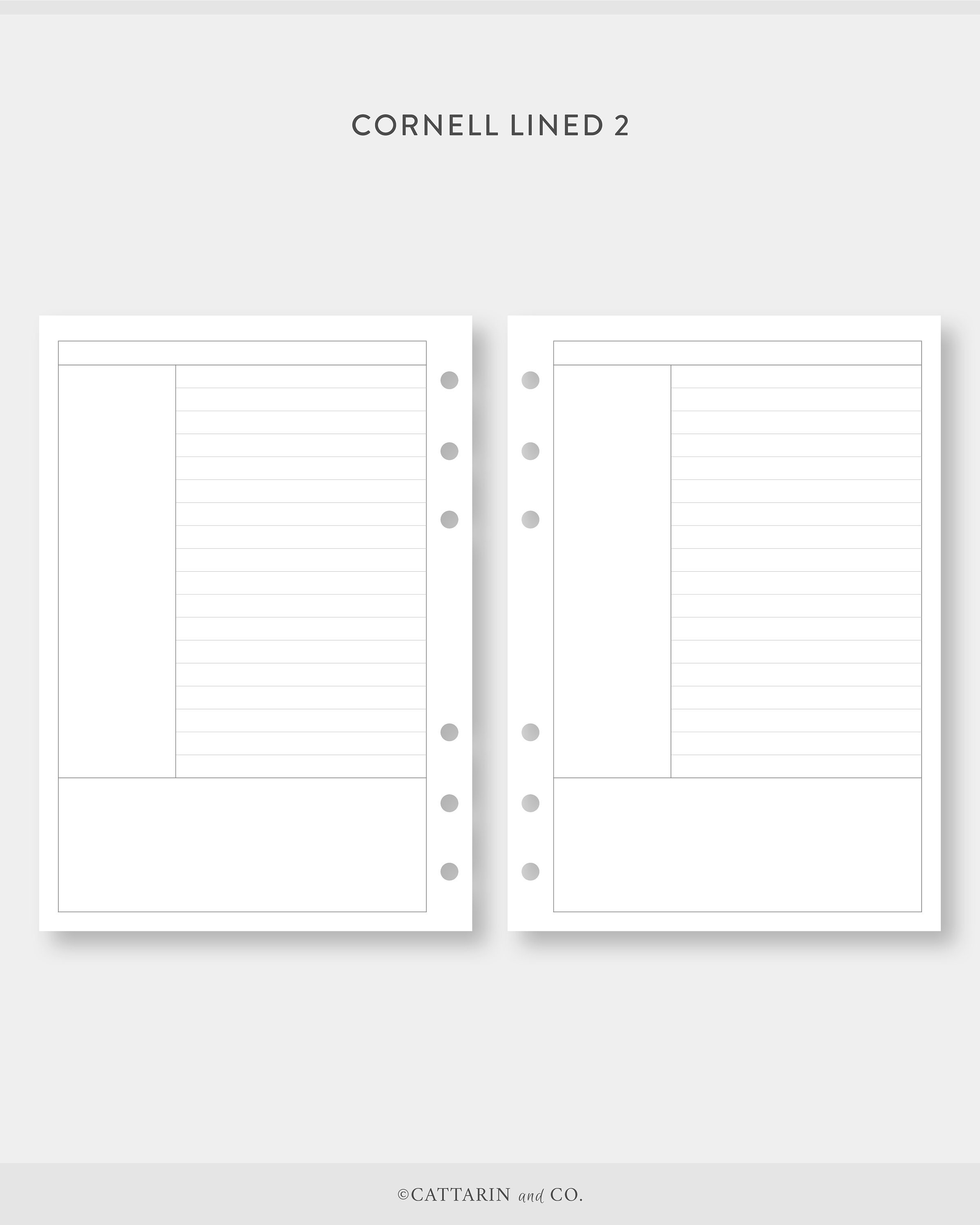 Personal Wide, Cornell Notes Template | Grid, Lined Paper | College ...