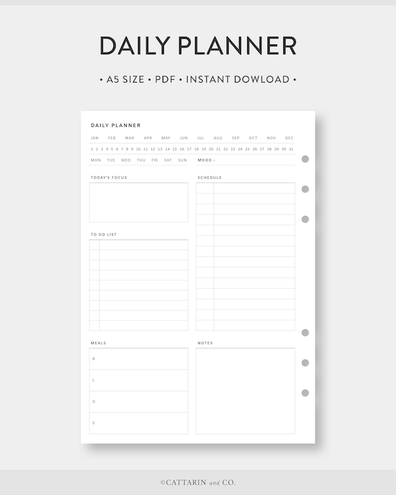 A5 Daily Planner Printable - Etsy