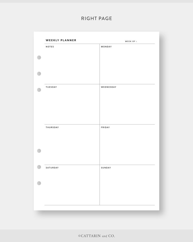 A5, Minimalist Weekly Planner Printable | Week on One Page | WO1P ...