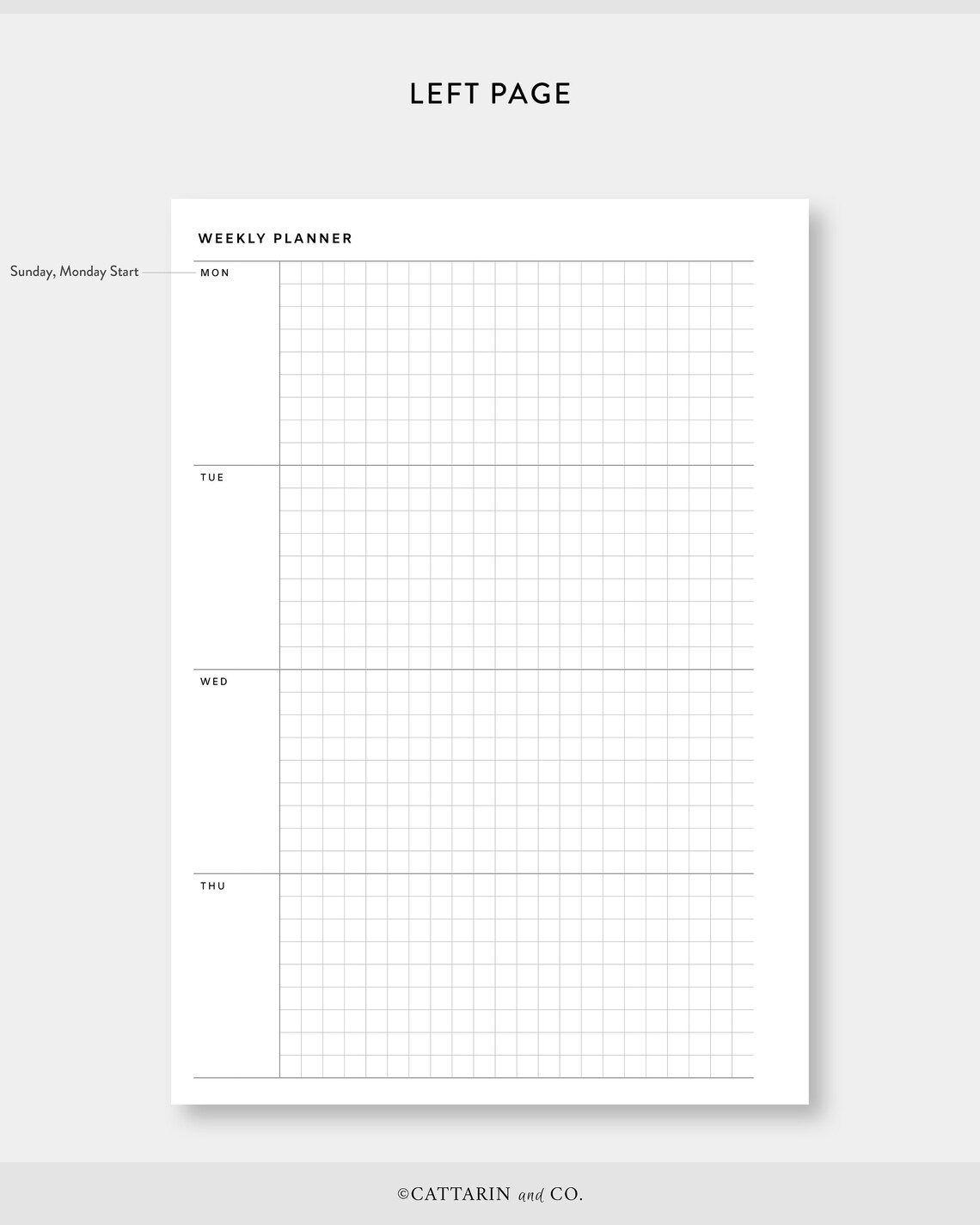 A5, Weekly Planner Printable Grid | Week on Two Pages | Undated ...